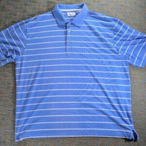 Ashworth Golf Polo 3XL Polyester Cotton Blend Blue Stripe XXXL